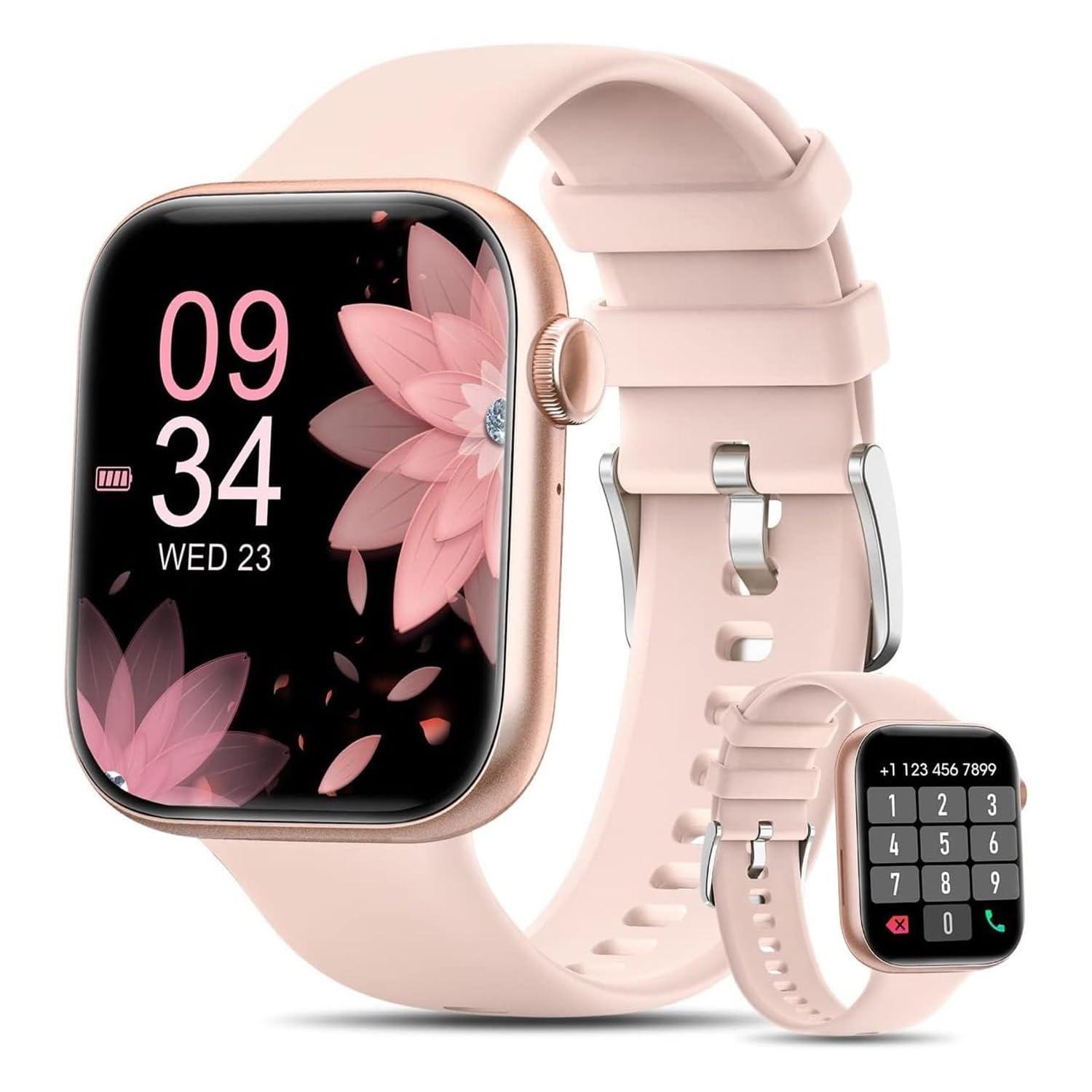 Smartwatch for Men Women Fitness 5ATM Waterproof Outdoor Tracker Elegant Wrist Time Piece with Ai Control Bluetooth/Heart Rate/Sleep Chronometer (Pink) Smartwatch for Men Women Fitness 5ATM Waterproof Outdoor Tracker Elegant Wrist Time Piece with Ai Control Bluetooth/Heart Rate/Sleep Chronometer (Pink)